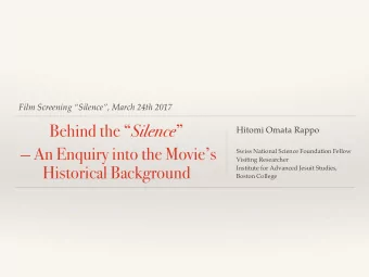 Behind the  Silence   Hitomi Omata Rappo   An Enquiry into the Movies  Swiss National