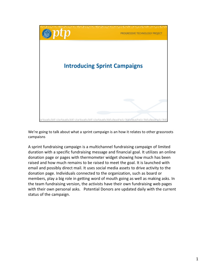 a sprint fundraising campaign is a multichannel