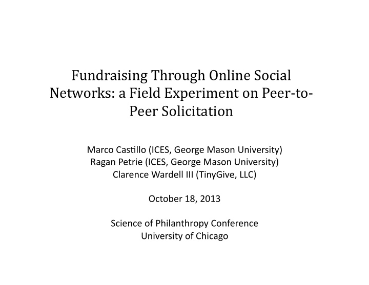 fundraising through online social networks a field