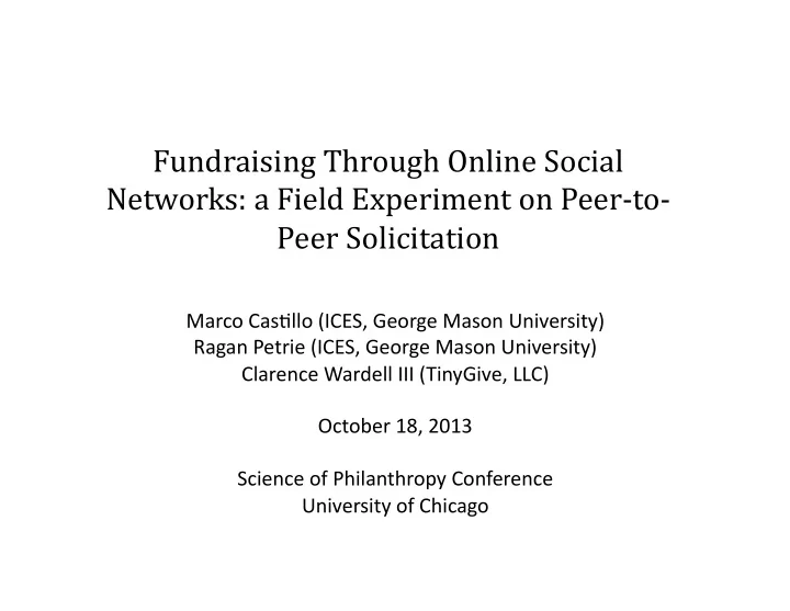 fundraising through online social networks a field