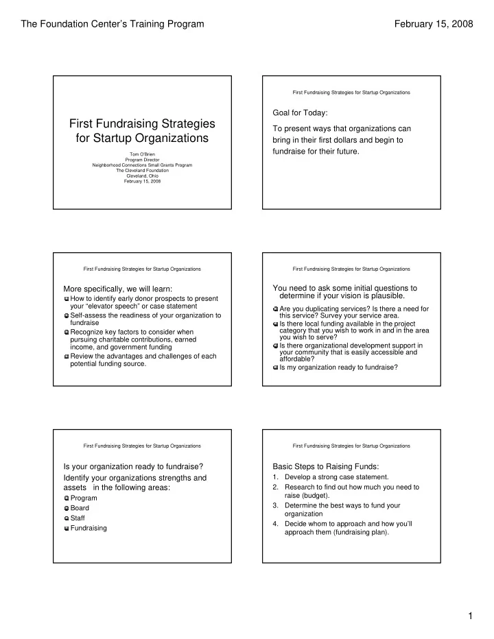 first fundraising strategies