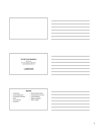 1  Learning Objectives    List key performance metrics needed to effectively evaluate  your