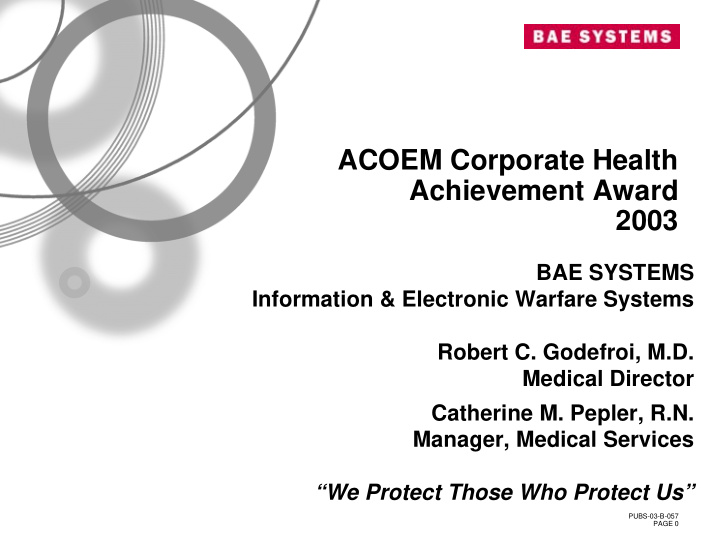 acoem corporate health achievement award 2003