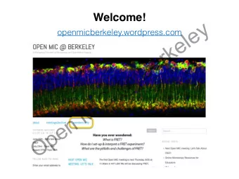 Open MIC @ Berkeley  openmicberkeley.wordpress.com  Open MIC @ Berkeley  Agenda  Jen Lee: