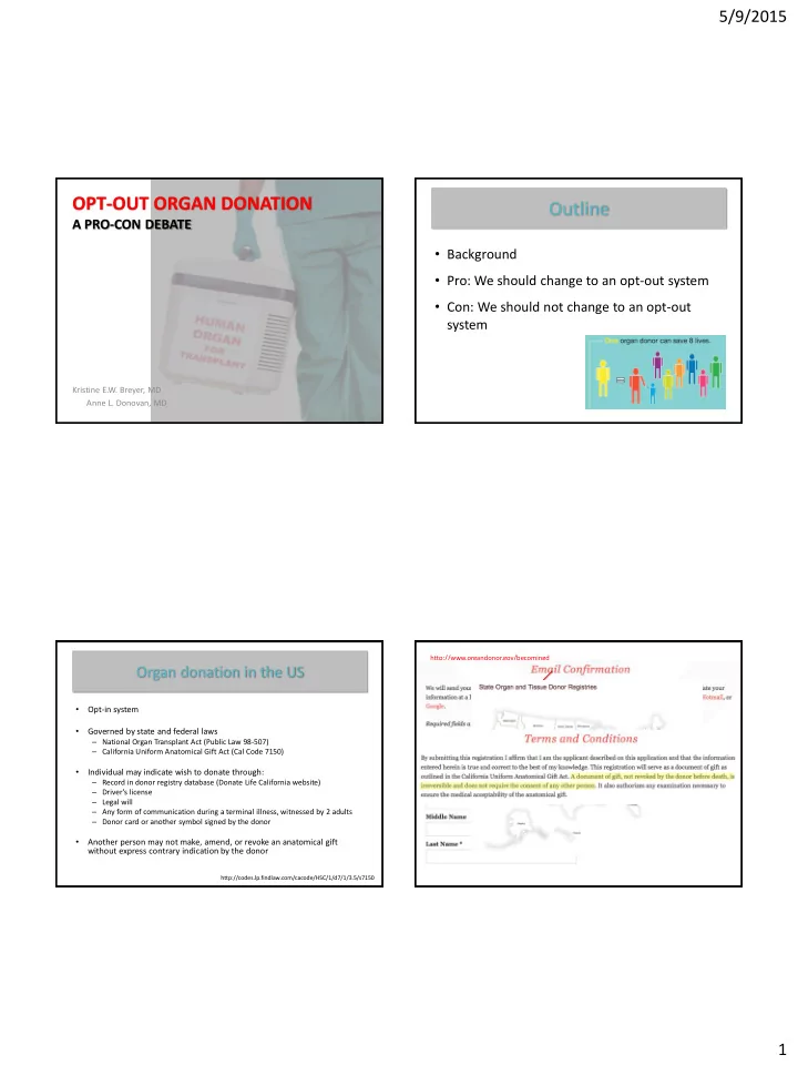 opt out organ donation outline
