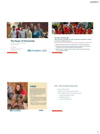 The Power of Partnership  to Achieve Fundraising Success  Associa  iatio  ion Foundatio  ion Group