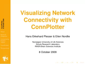 Visualizing Network  Connectivity with  8 October 2009  ConnPlotter  ConnPlotter  Party!  Network