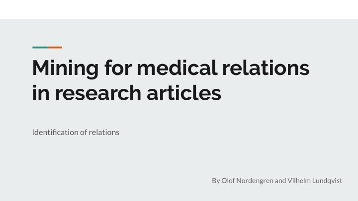 mining for medical relations in research articles