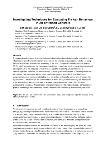 Investigating Techniques for Evaluating Fly Ash Behaviour in Air-entrained Concrete G M Sadiqul