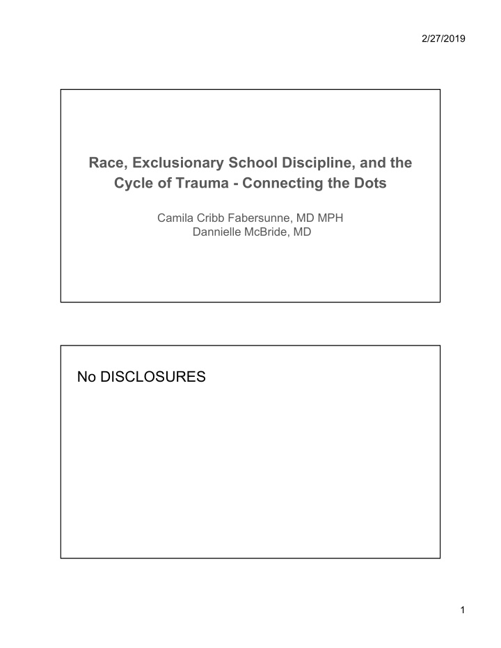 race exclusionary school discipline and the cycle of