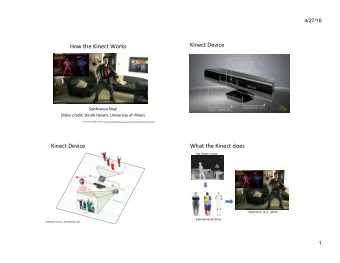 Kinect Device  How the Kinect Works  T2  Subhransu Maji  Slides credit: Derek Hoiem, University of