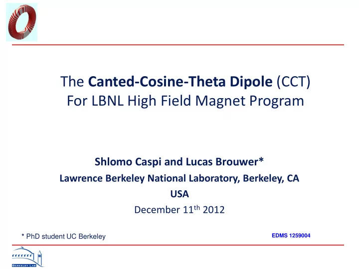 the canted cosine theta dipole cct