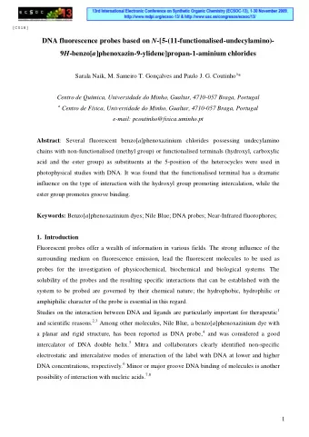 DNA fluorescence probes based on N -[5-(11-functionalised-undecylamino)- 9 H -benzo[ a