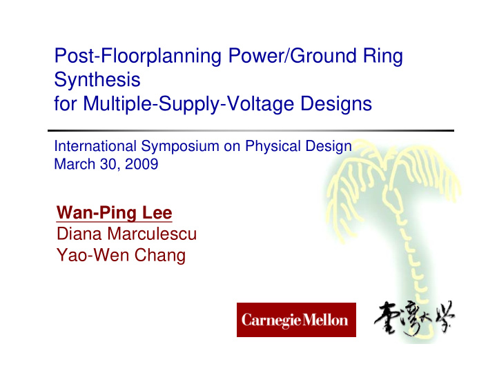 post floorplanning power ground ring synthesis for