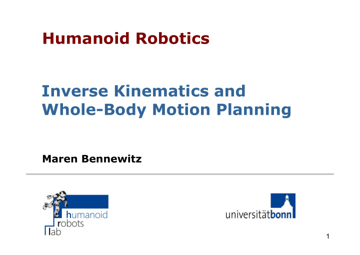 humanoid robotics inverse kinematics and whole body