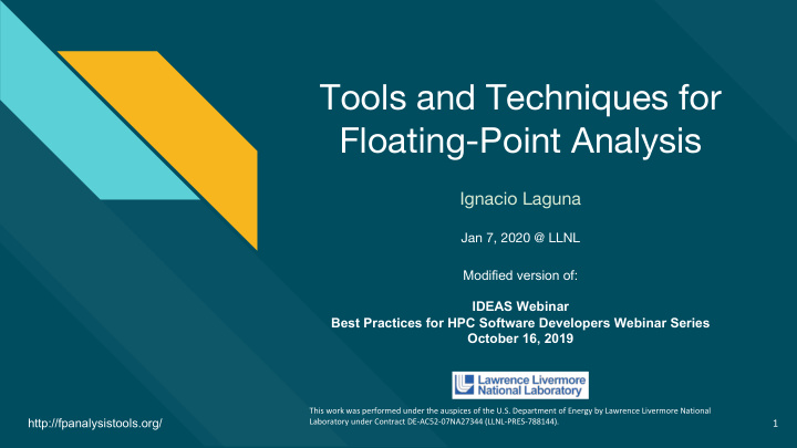 tools and techniques for floating point analysis