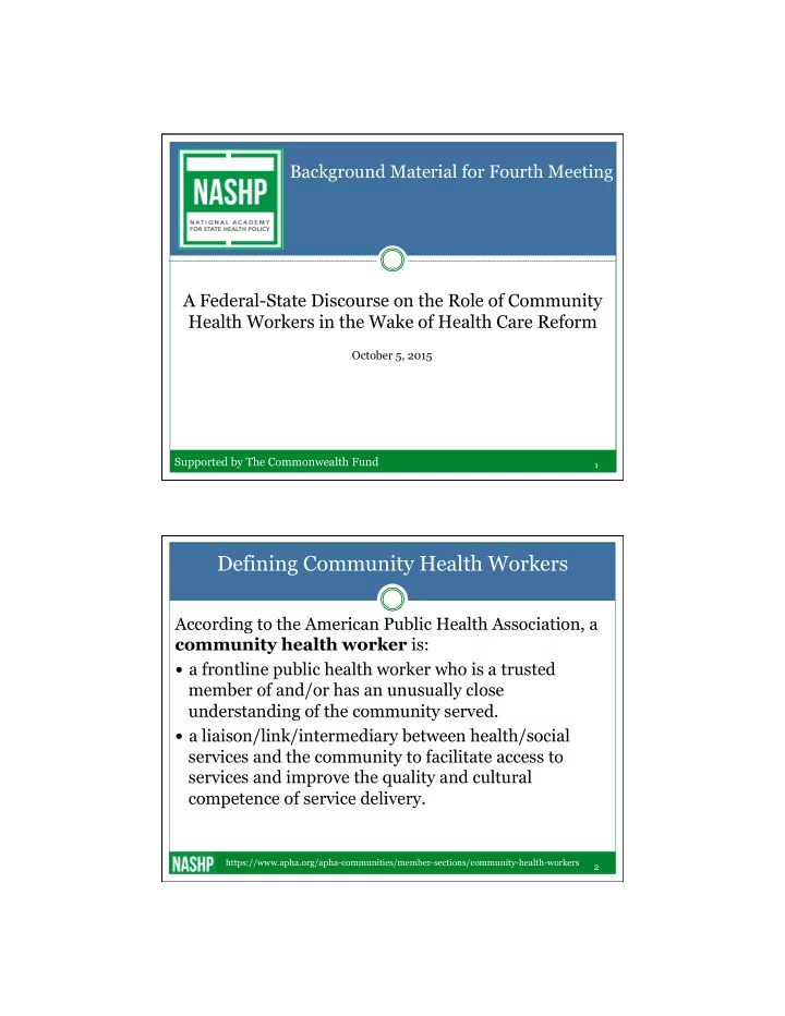 defining community health workers
