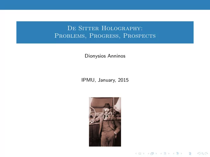 de sitter holography problems progress prospects