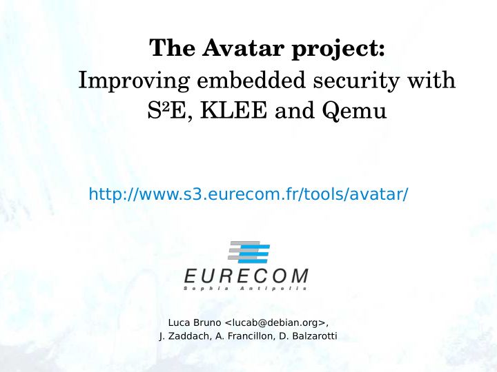 the avatar project improving embedded security with s e