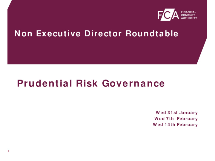 prudential risk governance