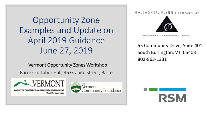 opportunity zone examples and update on april 2019