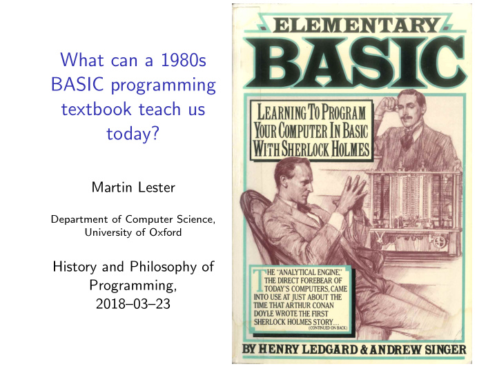 what can a 1980s basic programming textbook teach us today