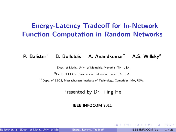 energy latency tradeoff for in network function