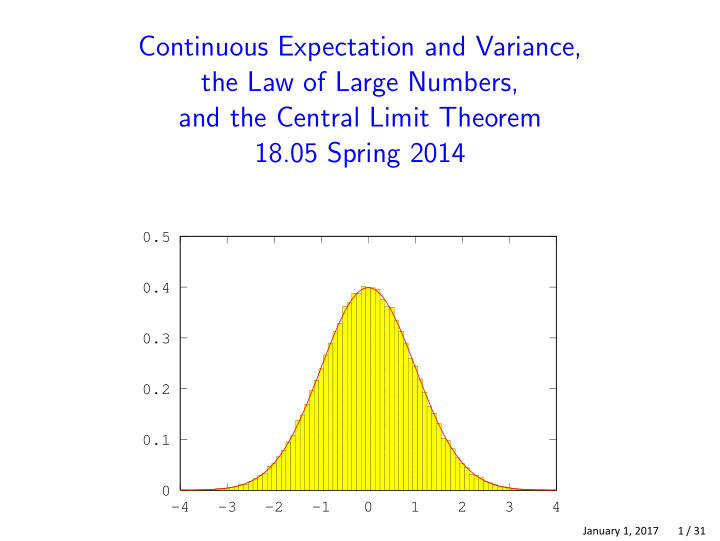 continuous expectation and variance the law of large
