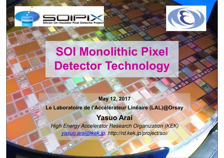 soi monolithic pixel detector technology