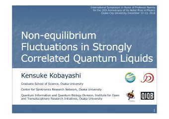 Non-equilibrium  Non-equilibrium  Fluctuations in Strongly  Fluctuations in Strongly  Correlated