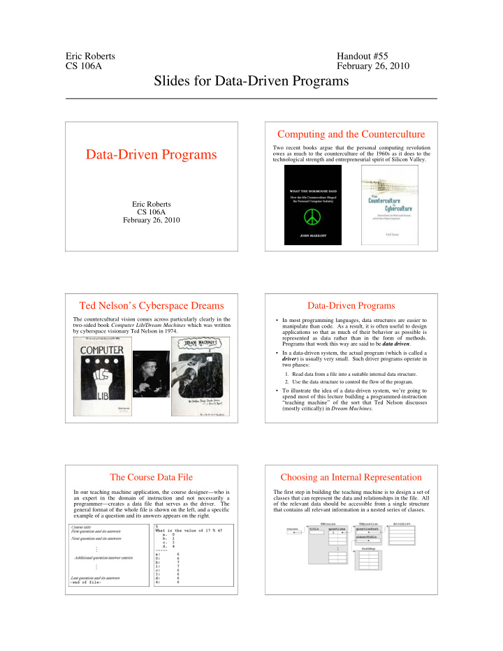 slides for data driven programs