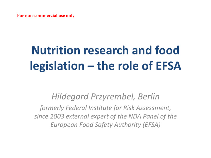 nutrition research and food legislation the role of efsa