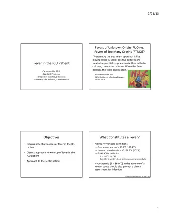 Fever  in  the  ICU  Pa3ent    treated  sequen3ally    pneumonia,