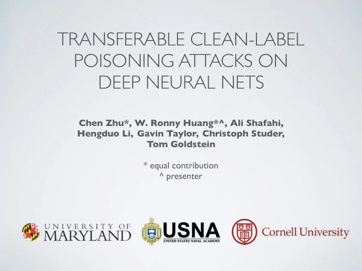 transferable clean label poisoning attacks on deep neural
