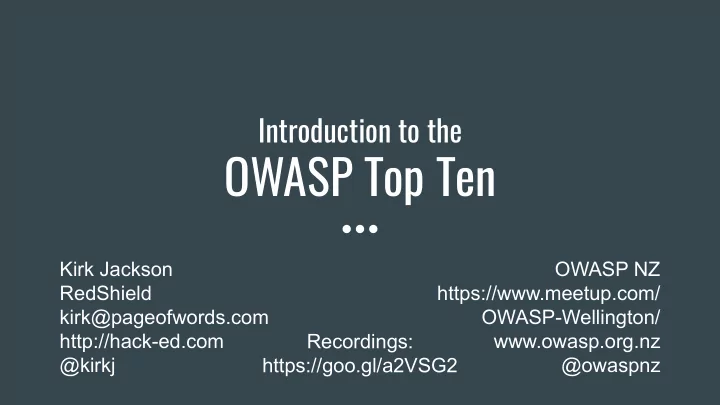 owasp top ten