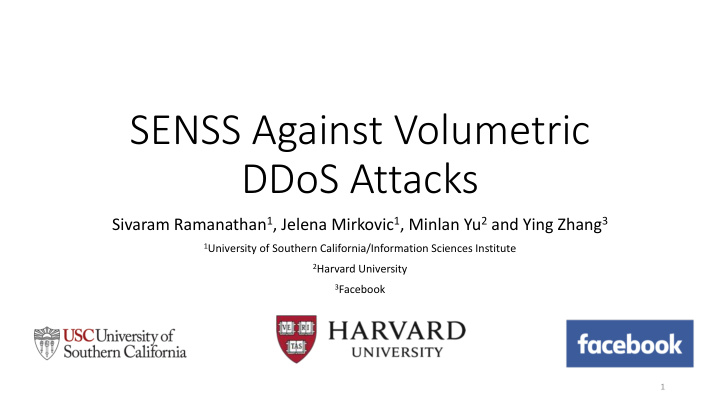 senss against volumetric ddos attacks