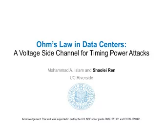 Ohms Law in Data Centers:  A Voltage Side Channel for Timing Power Attacks Mohammad A. Islam and