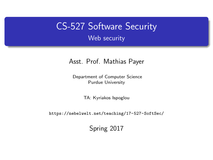 cs 527 software security