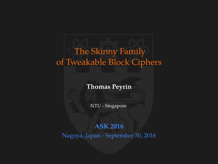 the skinny family of tweakable block ciphers