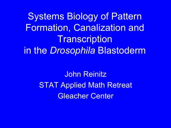 systems biology of pattern formation canalization and