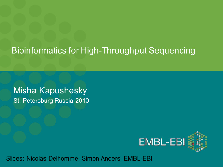 bioinformatics for high throughput sequencing misha