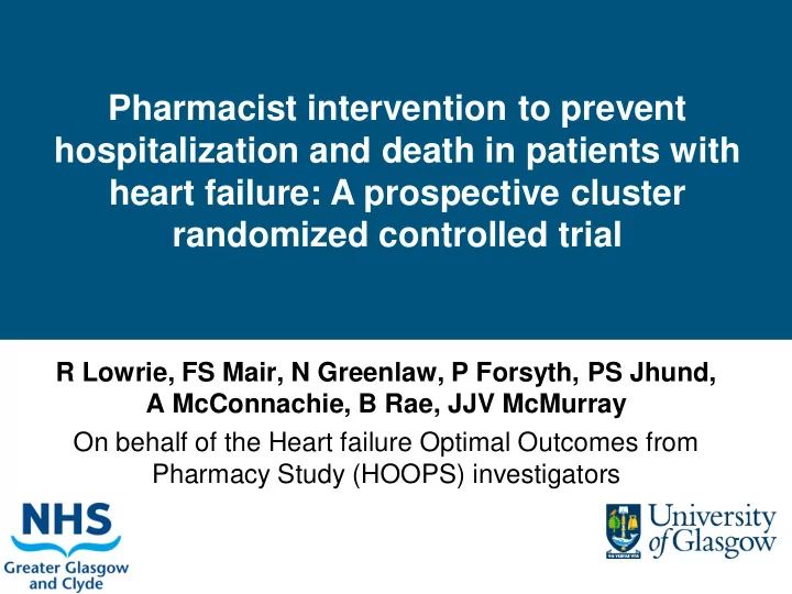 pharmacist intervention to prevent hospitalization and