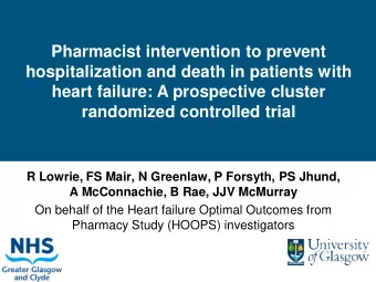 Pharmacist intervention to prevent  hospitalization and death in patients with  heart failure: A