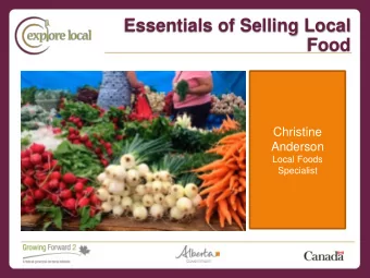 Essentials of Selling Local  Food  Christine  Anderson  Local Foods  Specialist  What Is Local
