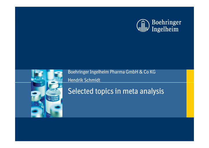 selected topics in meta analysis