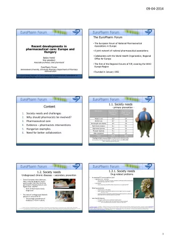 09-04-2014  The EuroPharm Forum  The European Forum of National Pharmaceutical  Recent