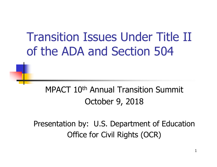 transition issues under title ii of the ada and section
