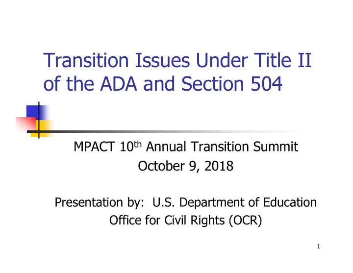 transition issues under title ii of the ada and section