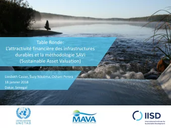 Table Ronde:  Lattractivit financire des infrastructures  durables et la mthodologie SAVi