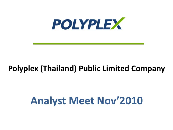 analyst meet nov 2010 contents